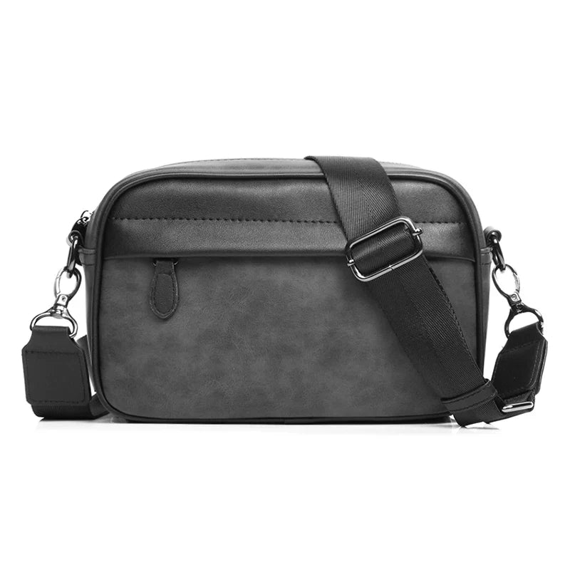 Plaid Minimalist Messenger Bag - Structured Small Square Crossbody in Premium Vegan Leather for Men
