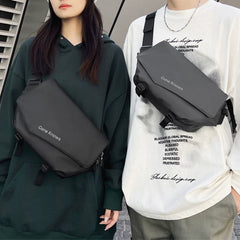 Waterproof Tech Sling Bag with Magnetic Buckle Minimalist Crossbody Chest Pack Slim Tactical Shoulder Bag for Men and Women