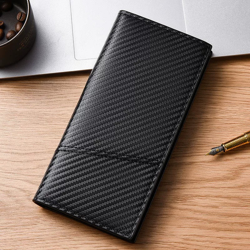 Men’s Ultra-Thin Long Wallet - Japanese & Korean Style Minimalist Card Holder - Retro Aesthetic Multi-Slot Travel Purse for Students & Trendsetters