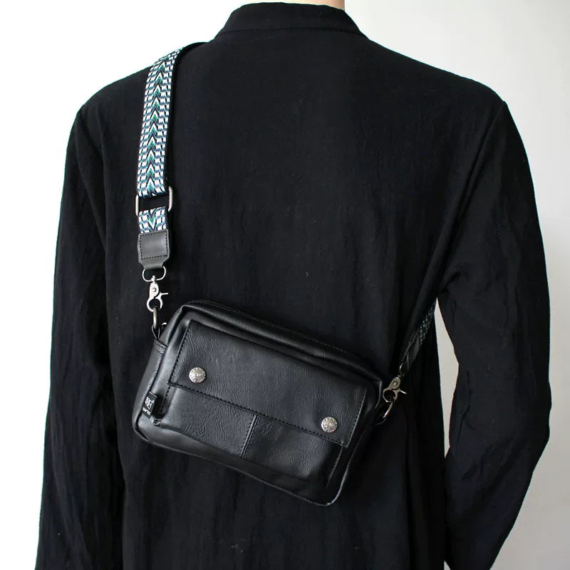 Minimalist Leather Crossbody Phone Bag - Small Square Urban Shoulder Sling for Streetwear & Essentials