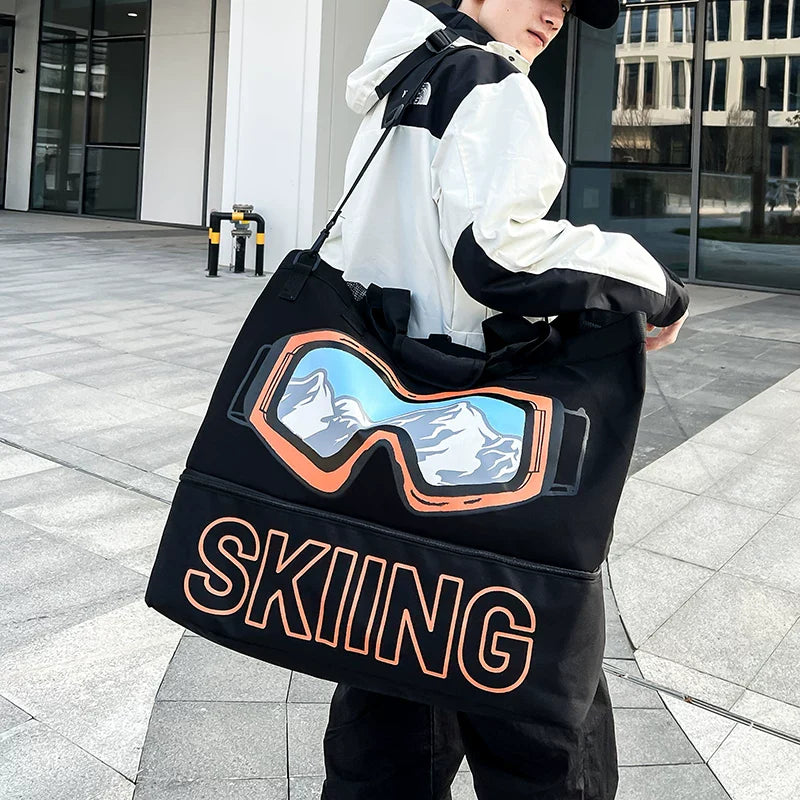 Extra Large Waterproof Travel Backpack for Business and Sports Wear-Resistant Carry-On Luggage Bag with Shoe Compartment for Fitness and Skiing
