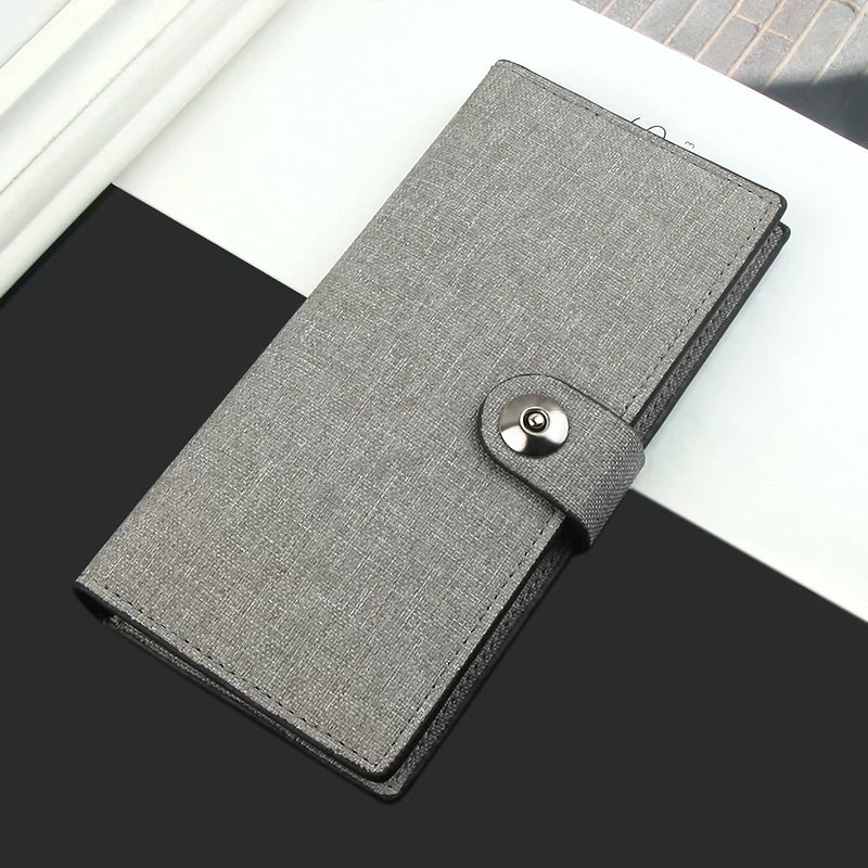 Men’s Ultra-Slim Long Wallet - Magnetic Buckle Card Holder & Phone Clutch - Minimalist Large Capacity Multi-Slot Purse for Students & Commuters