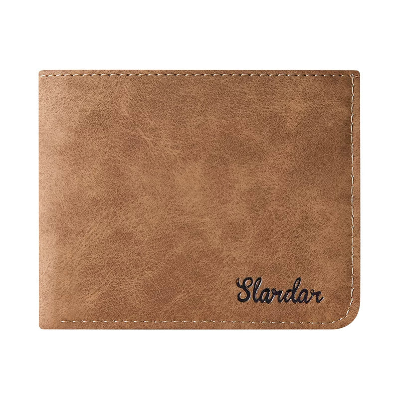 Vintage Men’s Bifold Wallet - Slim Matte Vegan Leather Multi-Card Slot Business Purse for Students & Professionals