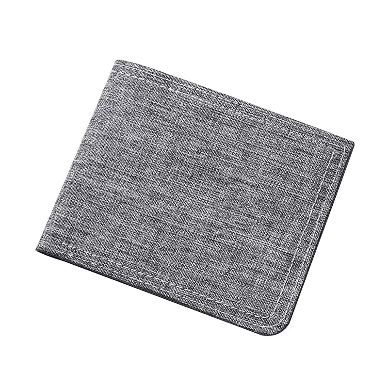 Men'S Short Canvas Wallet With Multiple Card Slots, Simple Student Horizontal Snap Wallet, Youth Folding Ultra-Thin Small Wallet