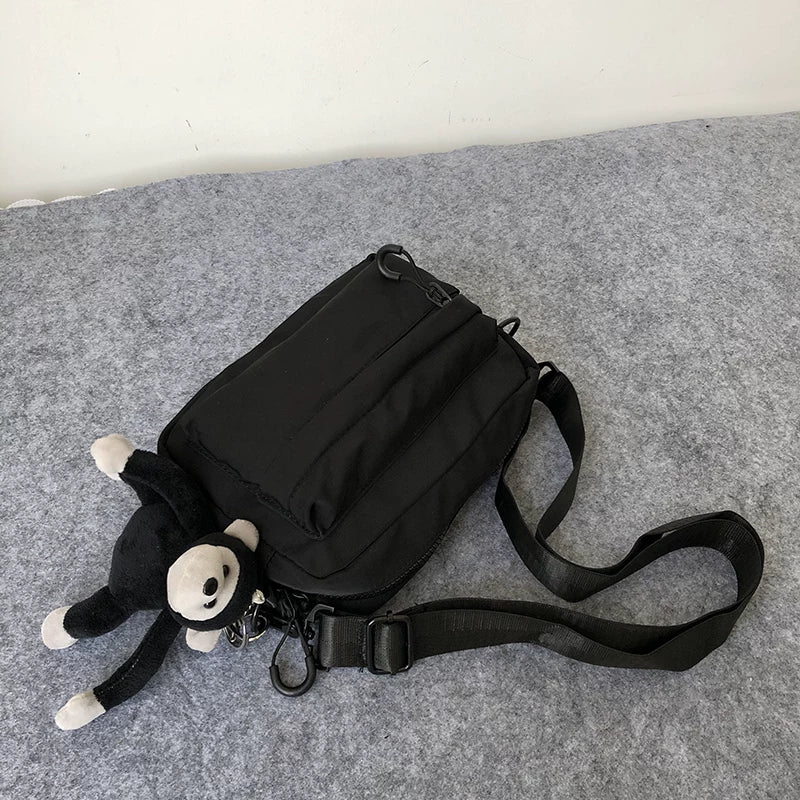 Minimalist Waterproof Crossbody Sling Bag Japanese Streetwear Small Square Shoulder Bag for Men and Women Versatile Urban Messenger Pack