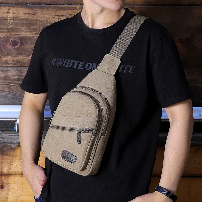 Large Capacity Oxford Canvas Chest Bag - Minimalist Crossbody Sling & Tech-Ready Shoulder Pack for Men