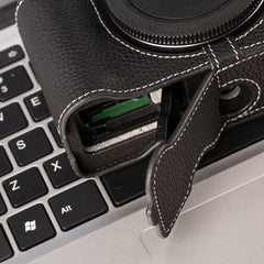 Handmade First-Layer Cowhide Case — Professional Genuine Leather Half Case for Canon EOS R50 — Retro Protective Base with Quick Access