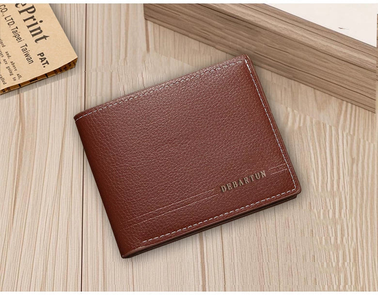 Modern Men's Slim Bifold Wallet - Multi-Functional Card Holder & Minimalist PU Leather Purse for Campus, Casual Wear & Gifting