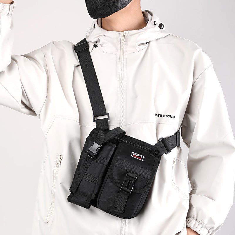 Water-Resistant Men's Crossbody Sling Bag - Compact Outdoor Shoulder Pack with Water Bottle Holder and Phone Pocket for Travel and Sports