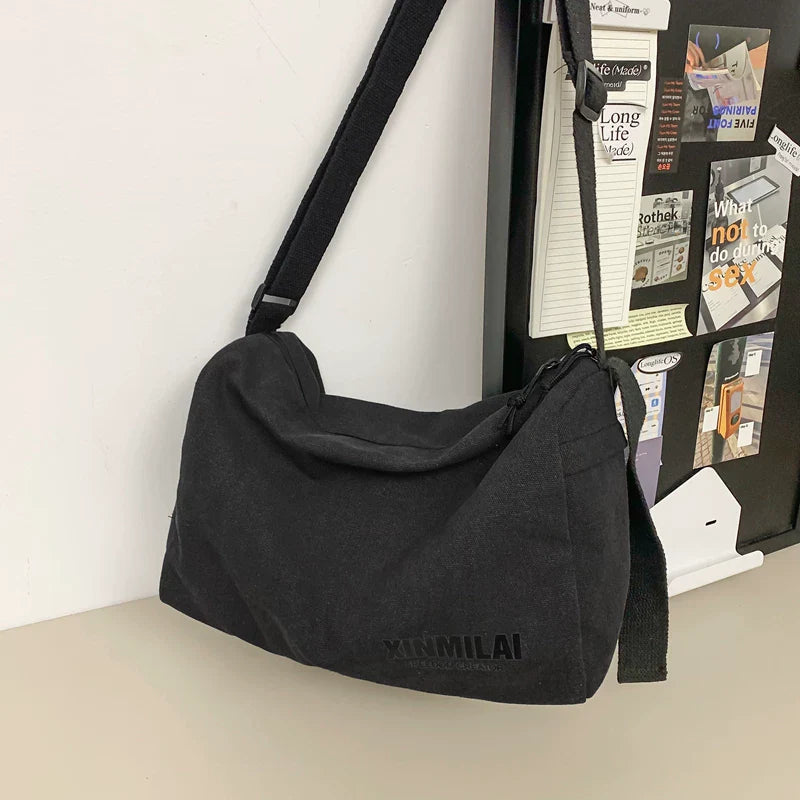 Vintage-Style Canvas Messenger Bag - Large Capacity Workwear Crossbody & Casual Commuter Shoulder Pack for Men