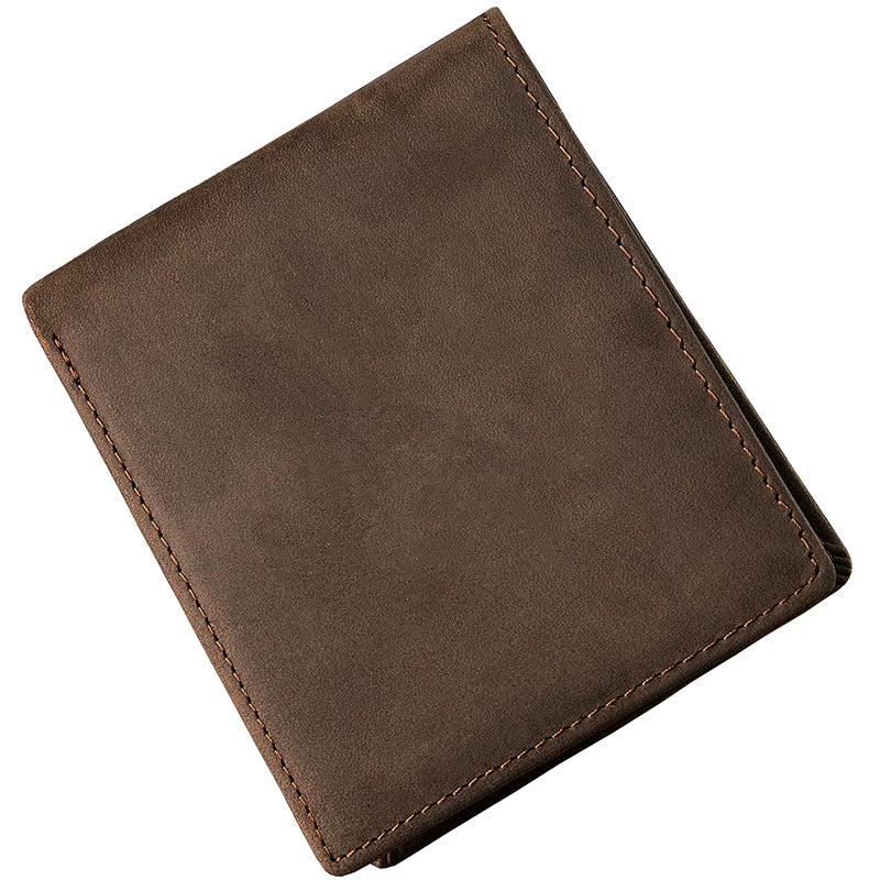 Full Grain Leather Men's Bifold Wallet Slim Horizontal Card Organizer Vintage Style Pocket Wallet