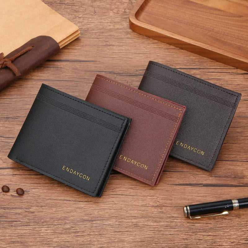 Minimalist Men's Bifold Wallet: Slim Horizontal Card Organizer in Premium Textured Finish for Business & Daily Use