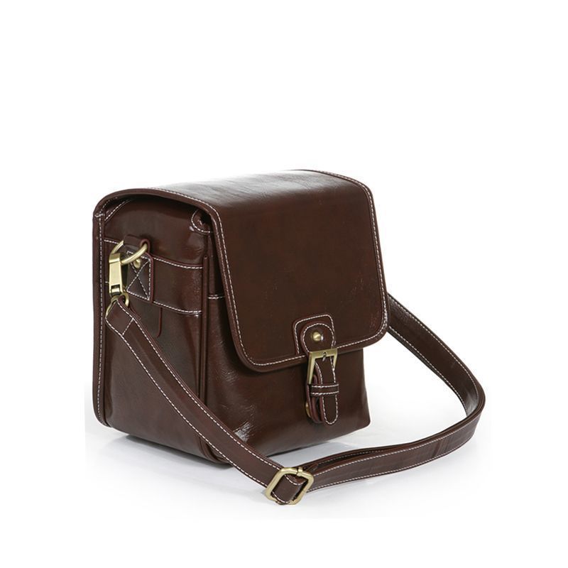 Professional Mirrorless Camera Messenger Bag — Water-Resistant Vegan Leather Shoulder Case — Padded Protective Liner Bag for Canon and Nikon