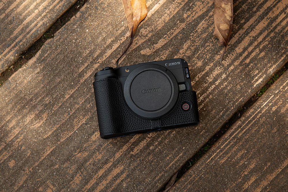 Handmade First-Layer Cowhide Case — Professional Genuine Leather Half Case for Canon EOS R50 — Retro Protective Base with Quick Access