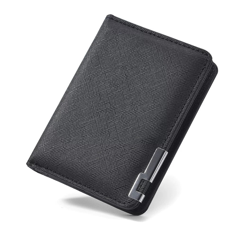 Elite Men's Saffiano Bifold: High-End Cross-Pattern Leather Card Holder with Multi-Slot Precision