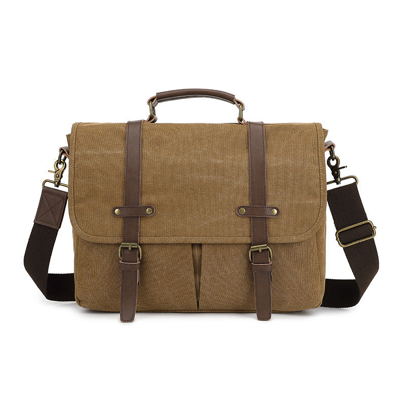 Vintage Heritage Canvas Messenger Bag — Retro Men's Satchel & Shoulder Bag — Water-Resistant 15.6" Laptop Briefcase for Commuting and Travel