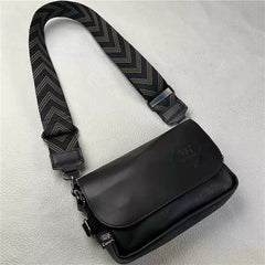 Genuine Leather Texture Messenger Bag for Men Japanese Style Crossbody Shoulder Bag Minimalist Retro Ribbon Small Square Bag