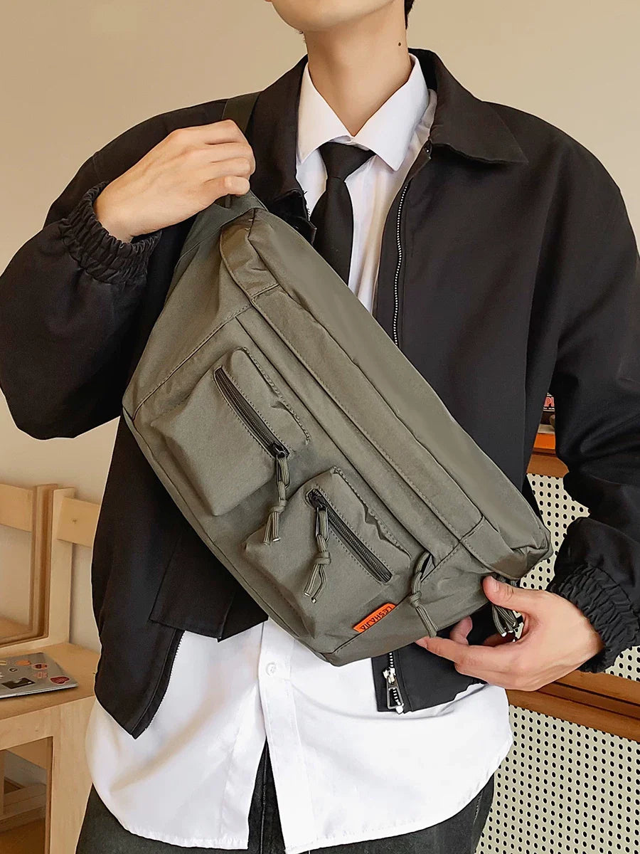 Water-Resistant Oxford Chest Rig - Large Capacity Functional Sling Bag for Cycling, Hiking & Urban Techwear