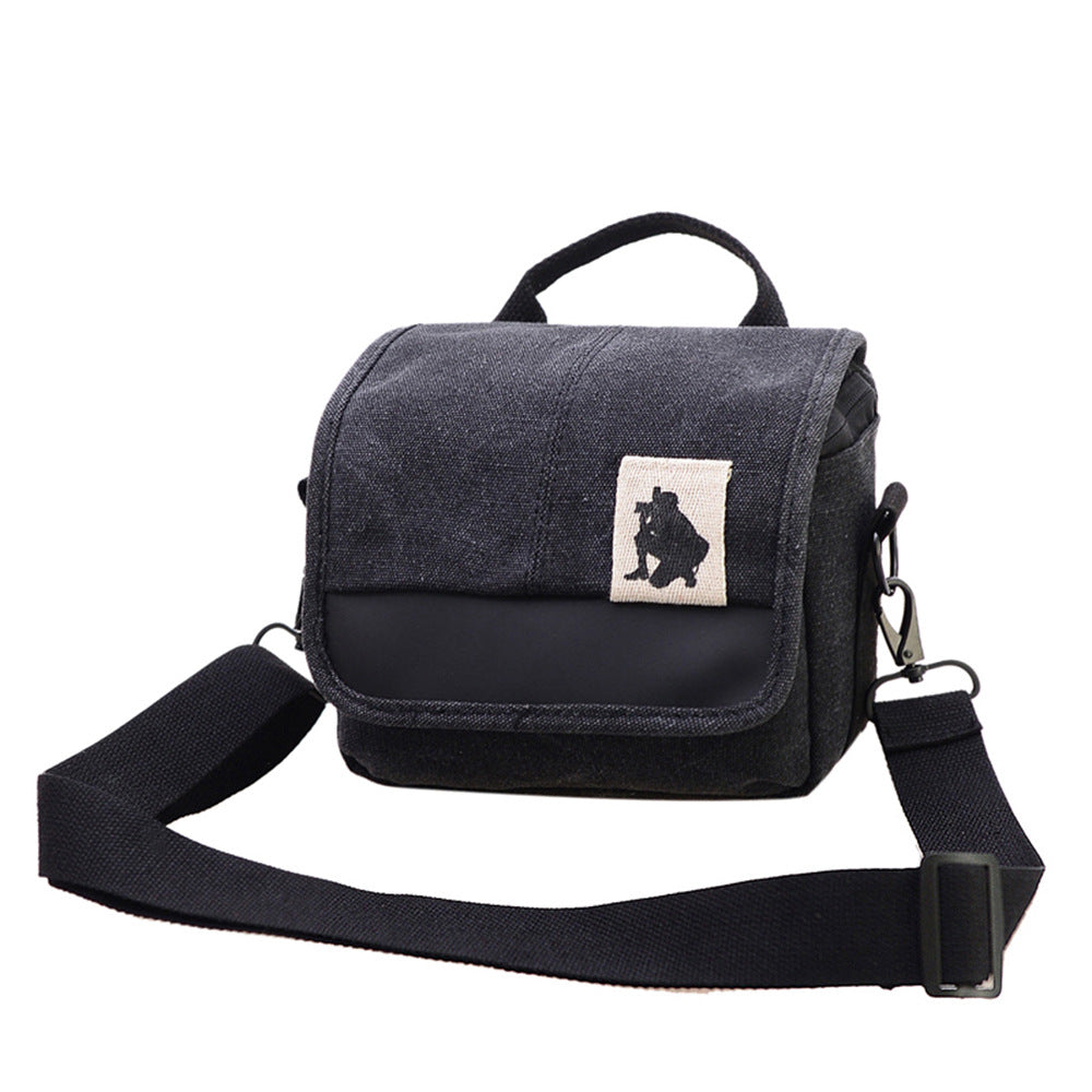 Retro Canvas Mirrorless Camera Bag — Professional Shoulder Messenger Case — Water-Resistant Padded Bag for Canon, Fujifilm, and Telephoto Digital Cameras