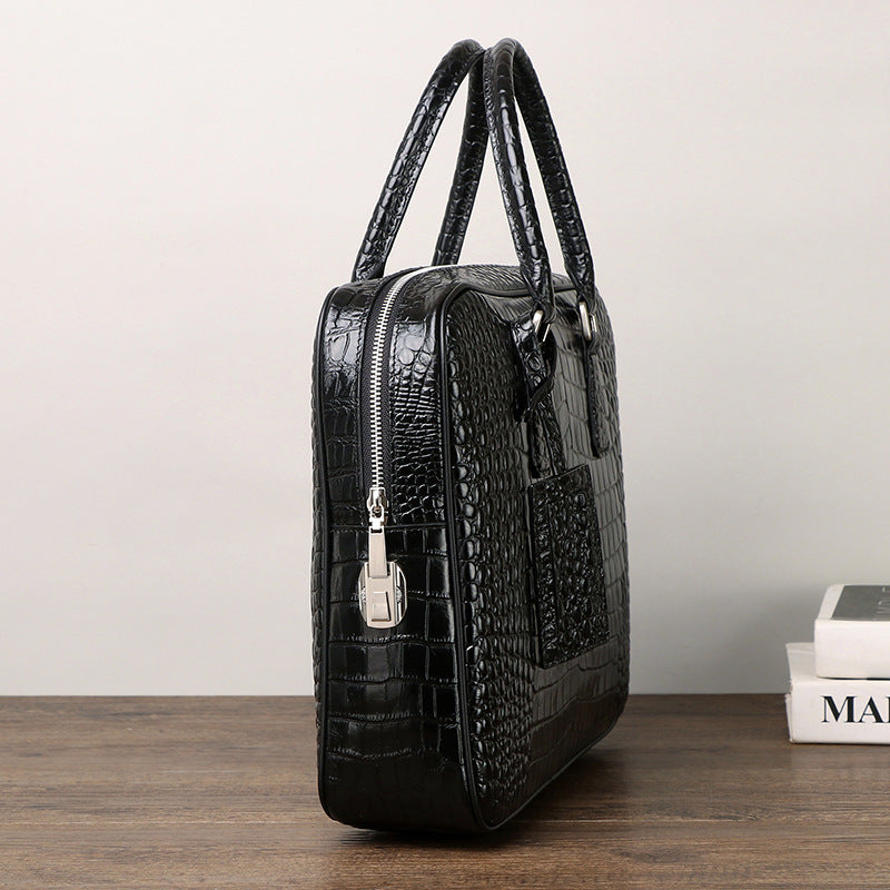Crocodile Belly Pattern Men'S Classic Handbag Business Briefcase Large Capacity Men'S Bag Computer Bag Men'S Business Style