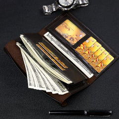 RFID Blocking Men's Long Wallet Slim Card Organizer Premium Textured Leather Travel Clutch for Business & Daily Use