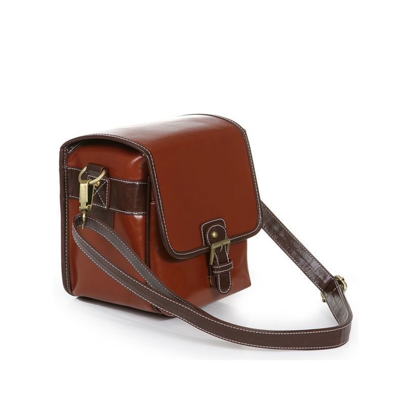 Professional Mirrorless Camera Messenger Bag — Water-Resistant Vegan Leather Shoulder Case — Padded Protective Liner Bag for Canon and Nikon