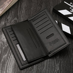 Minimalist Men's Long Business Wallet: Ultra-Thin Zippered Clutch & Multi-Card Organizer for Students & Young Professionals (Japanese & Korean Style)