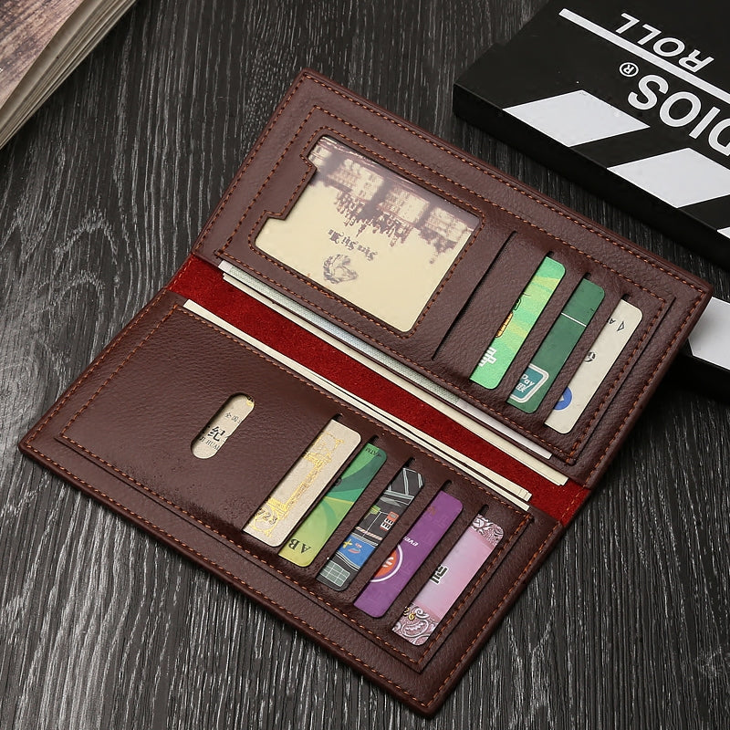 Minimalist Men's Long Business Wallet: Ultra-Thin Zippered Clutch & Multi-Card Organizer for Students & Young Professionals (Japanese & Korean Style)