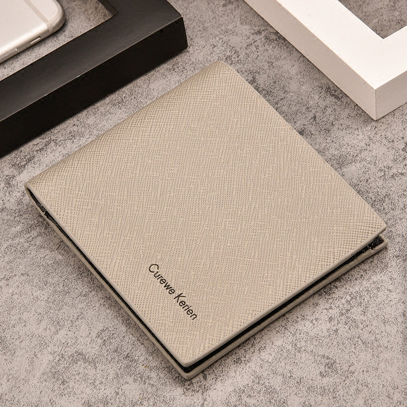 Slim Men's Bifold Wallet Cross-Grain Textured Card Organizer Minimalist Modern Pocket Wallet for Daily Use