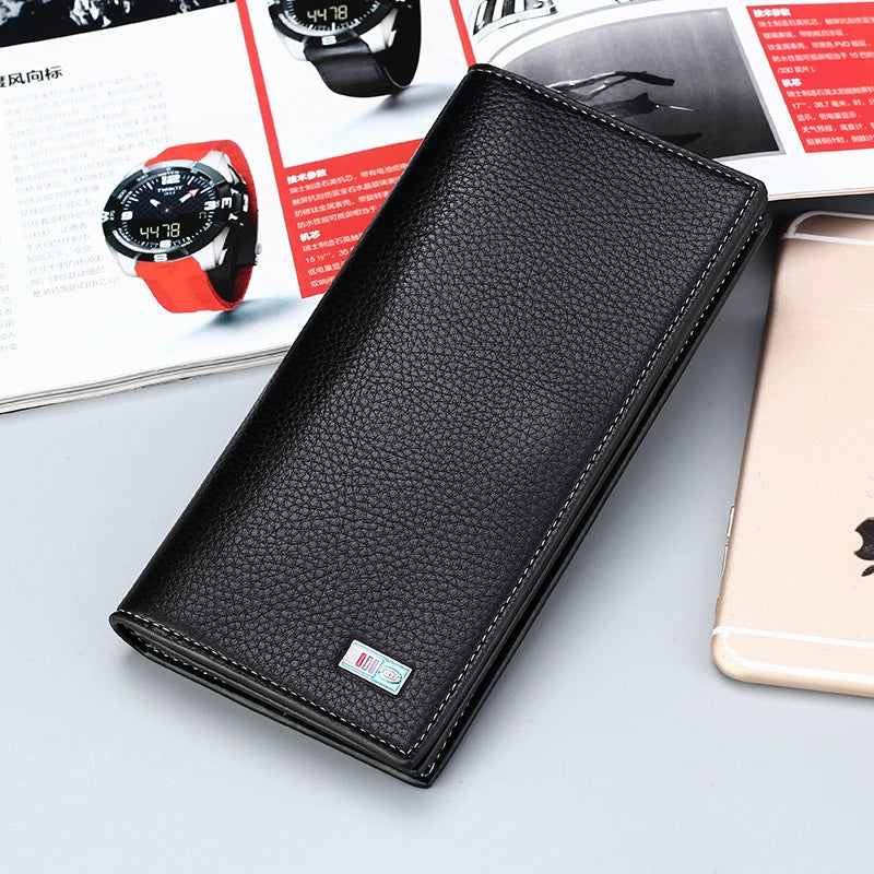 Minimalist Men's Long Business Wallet: Ultra-Thin Zippered Clutch & Multi-Card Organizer for Students & Young Professionals (Japanese & Korean Style)