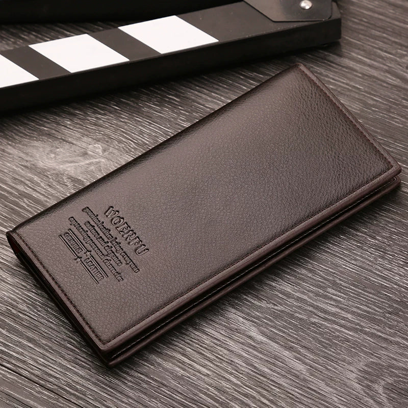 Minimalist Men's Long Business Wallet: Ultra-Thin Zippered Clutch & Multi-Card Organizer for Students & Young Professionals (Japanese & Korean Style)
