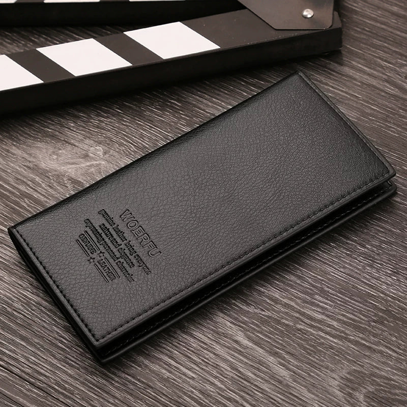 Minimalist Men's Long Business Wallet: Ultra-Thin Zippered Clutch & Multi-Card Organizer for Students & Young Professionals (Japanese & Korean Style)