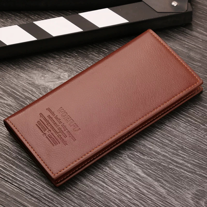 Minimalist Men's Long Business Wallet: Ultra-Thin Zippered Clutch & Multi-Card Organizer for Students & Young Professionals (Japanese & Korean Style)