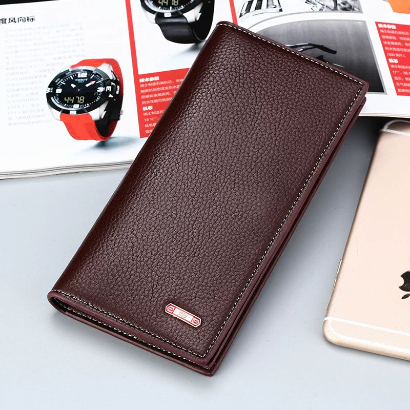 Minimalist Men's Long Business Wallet: Ultra-Thin Zippered Clutch & Multi-Card Organizer for Students & Young Professionals (Japanese & Korean Style)