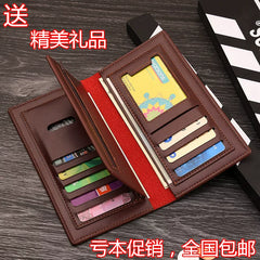 Minimalist Men's Long Business Wallet: Ultra-Thin Zippered Clutch & Multi-Card Organizer for Students & Young Professionals (Japanese & Korean Style)
