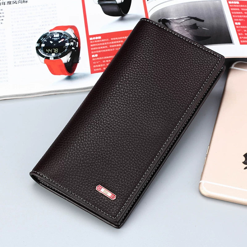 Minimalist Men's Long Business Wallet: Ultra-Thin Zippered Clutch & Multi-Card Organizer for Students & Young Professionals (Japanese & Korean Style)