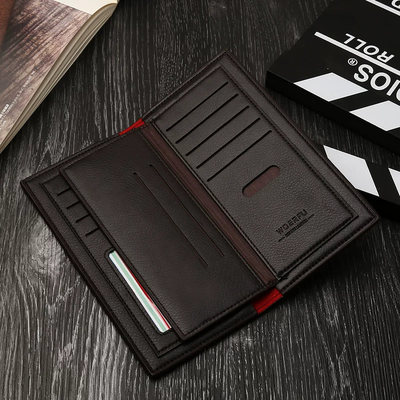 Minimalist Men's Long Business Wallet: Ultra-Thin Zippered Clutch & Multi-Card Organizer for Students & Young Professionals (Japanese & Korean Style)
