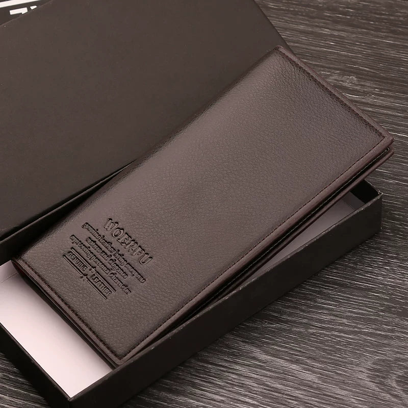 Minimalist Men's Long Business Wallet: Ultra-Thin Zippered Clutch & Multi-Card Organizer for Students & Young Professionals (Japanese & Korean Style)